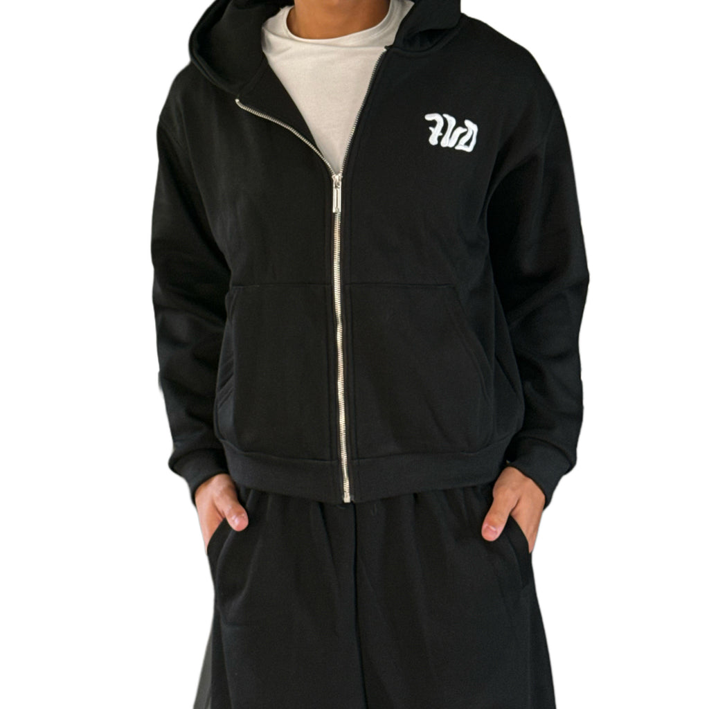 Sweat Zip Noir "Greynight" - 7VD
